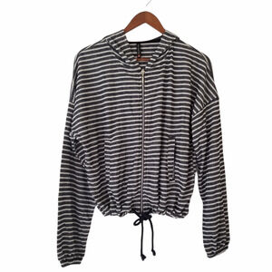 Mezzanine Stripe slouchy hoodie, elastic cuff, Drawstring waist - Size L